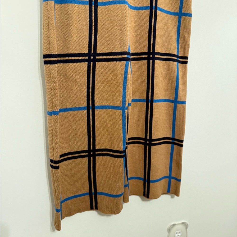 Eloquii • Cropped Wide Leg Plaid Sweater‎ Pant Sz 14/16 Blue Camel High Waist - Picture 4 of 7